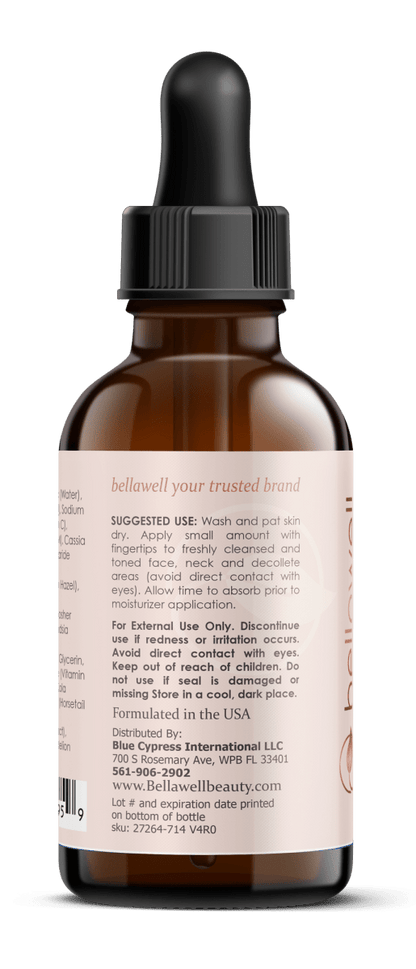 Vitamin C Serum for Face With Hyaluronic Acid, Vitamin E, Aloe Vera, and Jojoba oil 2 fl oz by Bellawell